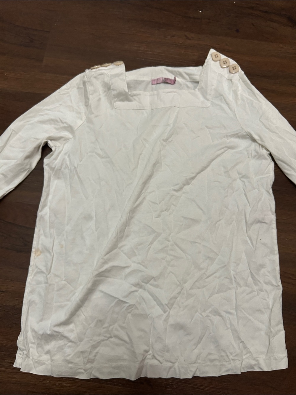 Calypso St. Barth White Button-Accent Long Sleeve Top